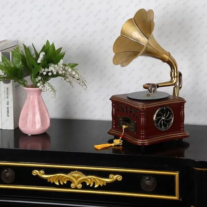

Factory Price Portable Version Gramophone Retro Style Subwoofer Speaker Bluetooth Phonograph Record Player