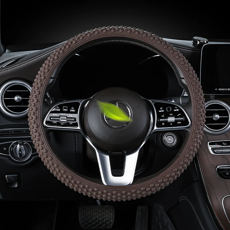 Universal Silicone Car Steering Wheel Cover Massage Steering Wheel Cover Comfortable Non-slip Wear- Resisting