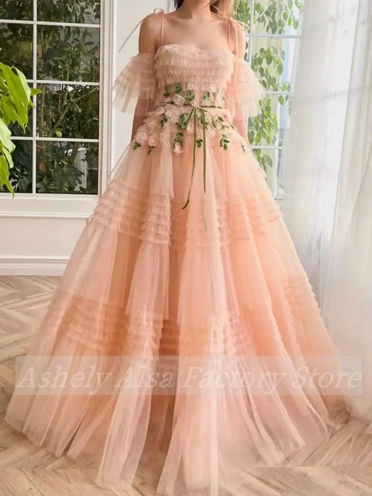 Customized Coral Women Prom Dresses Birthday Party Gown Off Shoulder Skirt Tulle Formal Evening Gown Homecoming Occasion Wear