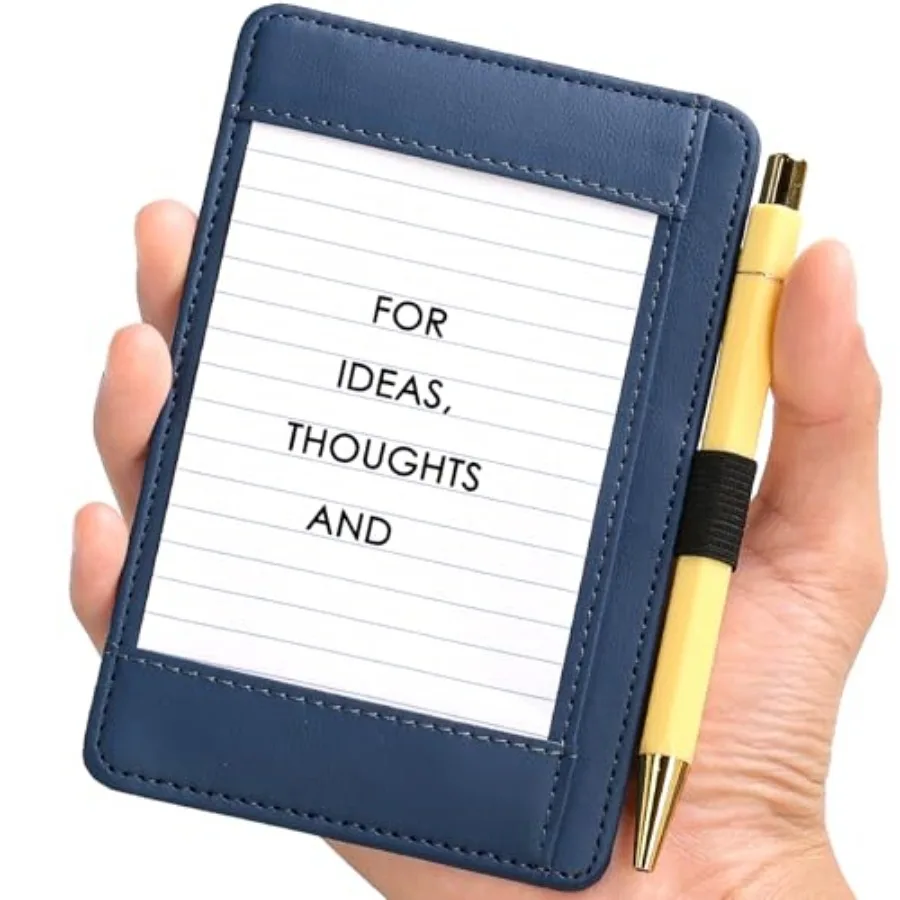 

Index Card Holder 3 x 5 PU Index Card Wallet Portable Pot Notepad Holder with 25 Lined Sheets Mini Note Card Holder Writing Cas