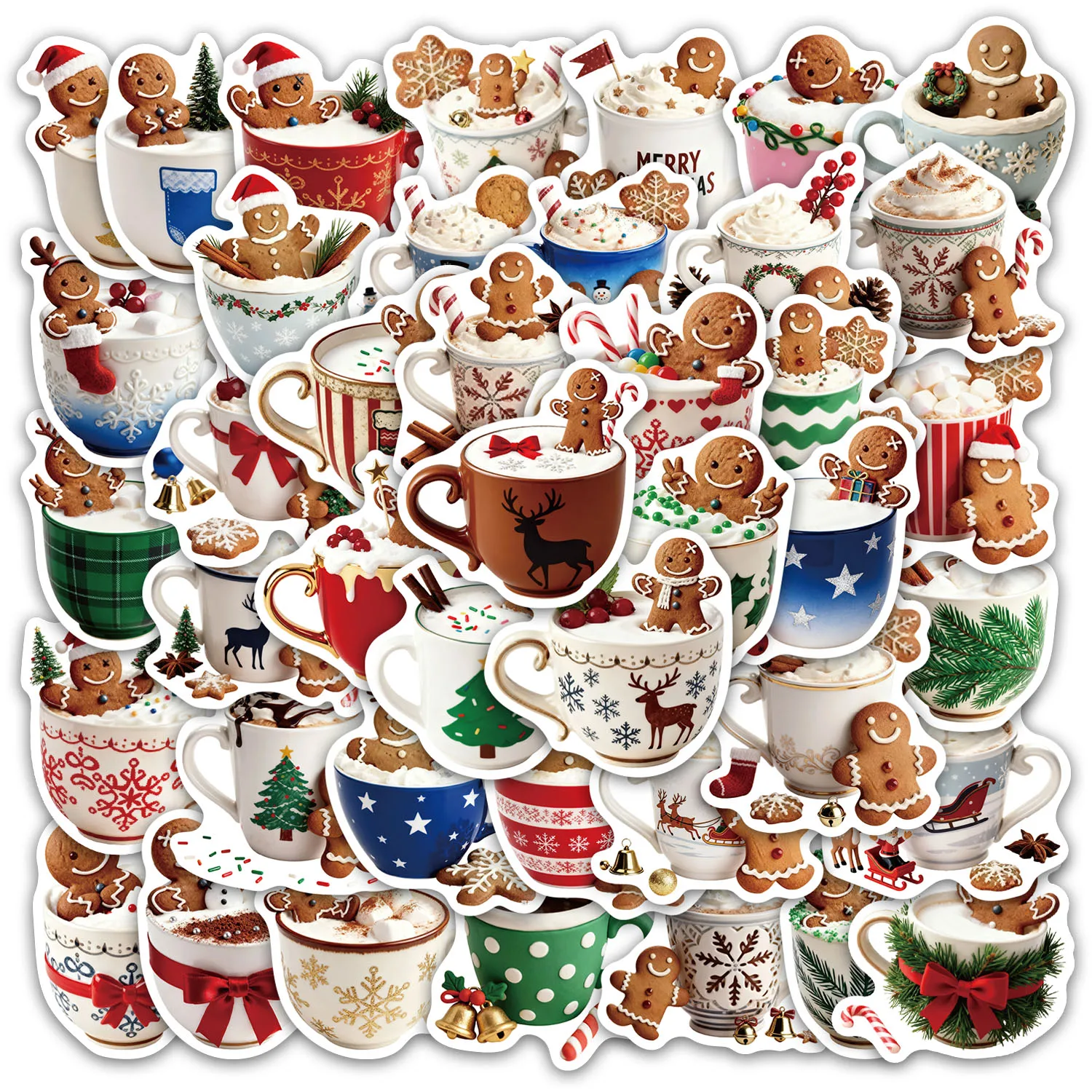50PCS Weihnachten Kaffee Spaß Aufkleber DIY Telefon Fall Laptop Wasser Tasse Computer Spielzeug Aufkleber