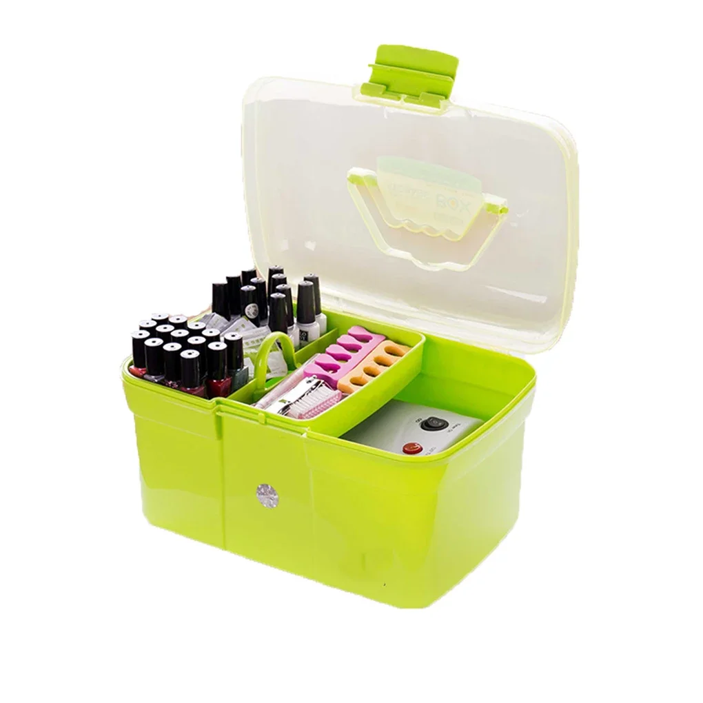 Hand-held Desktop Storage Box Plastic Scissors Makeup Organizer Jewelry Nail Polish Pen Container Manicure Tool Case