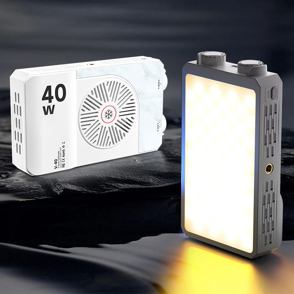 40W LED ضوء الكاميرا 2800K-9000K RGB الفيديو الضوئي 4400mAh قابلة للشحن التصوير الإضاءة للتصوير الفوتوغرافي