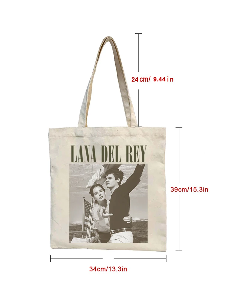 1pcs Vintage Lana Del Rey Ldr Sailing Graphic Canvas Tote Shoulder Shopper Bag Storage Travel Bag Handbag & Shopping Gift Bag