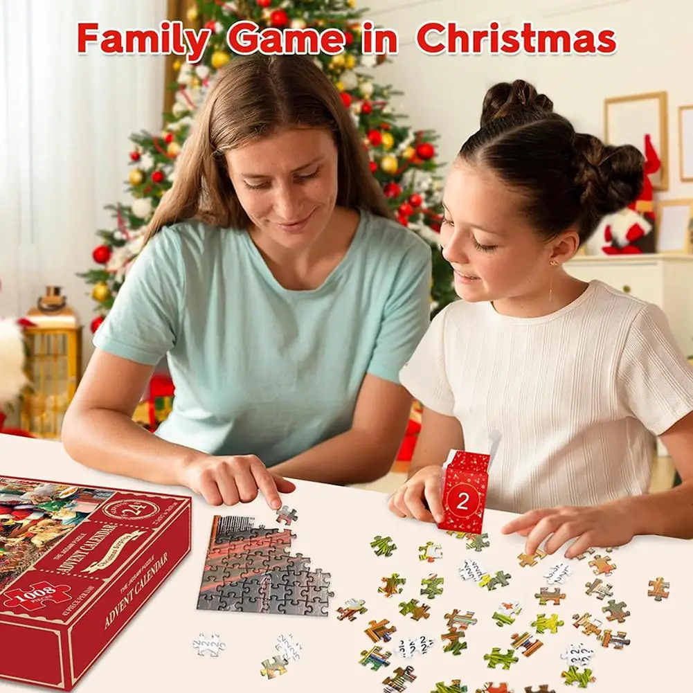 Christmas Surprise Countdown Puzzles Advent Calendar Day Santa Jigsaw Claus Calendar 24 Christmas ﻿ Countdown Gifts B2U1