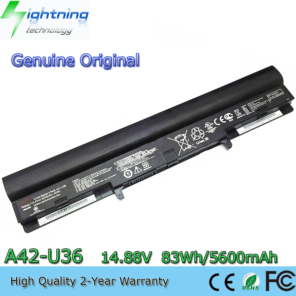 Original Battery for Asus A41-U36 A42-U36 4INR18/65 4INR18/65-2 4400mAh 14.8V U36J U36SD U36SG U36K U82E U82U U84S X32A