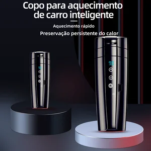 كوب تسخين سيارة كهربائي من الفولاذ المقاوم للصدأ ، غلاية ذكية ، تحكم في درجة الحرارة ، شاشة LCD تعمل باللمس ، كوب قهوة للسفر ، سخان ، 12 فولت ، 24 فولت أفضل 8 ماكينة صنع قهوة للسيارة 12 فولت - رقم 4