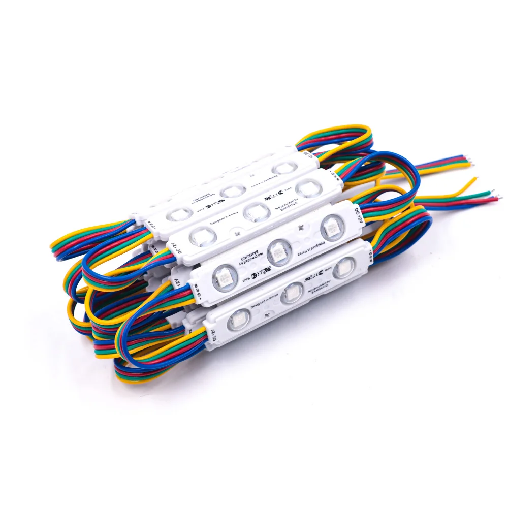 20pcs 12V RGB LED Module 5050 3LED Waterproof IP67 Injection Molding  High lumen Super Bright Led Modules Lighting