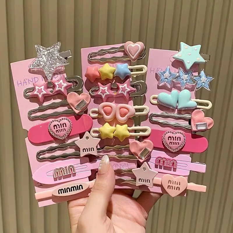 

Korean Fashion Cute Star Colored Hair Clip Female Student Gift Bangs Hair Clip Accessory One Line Clip Headband