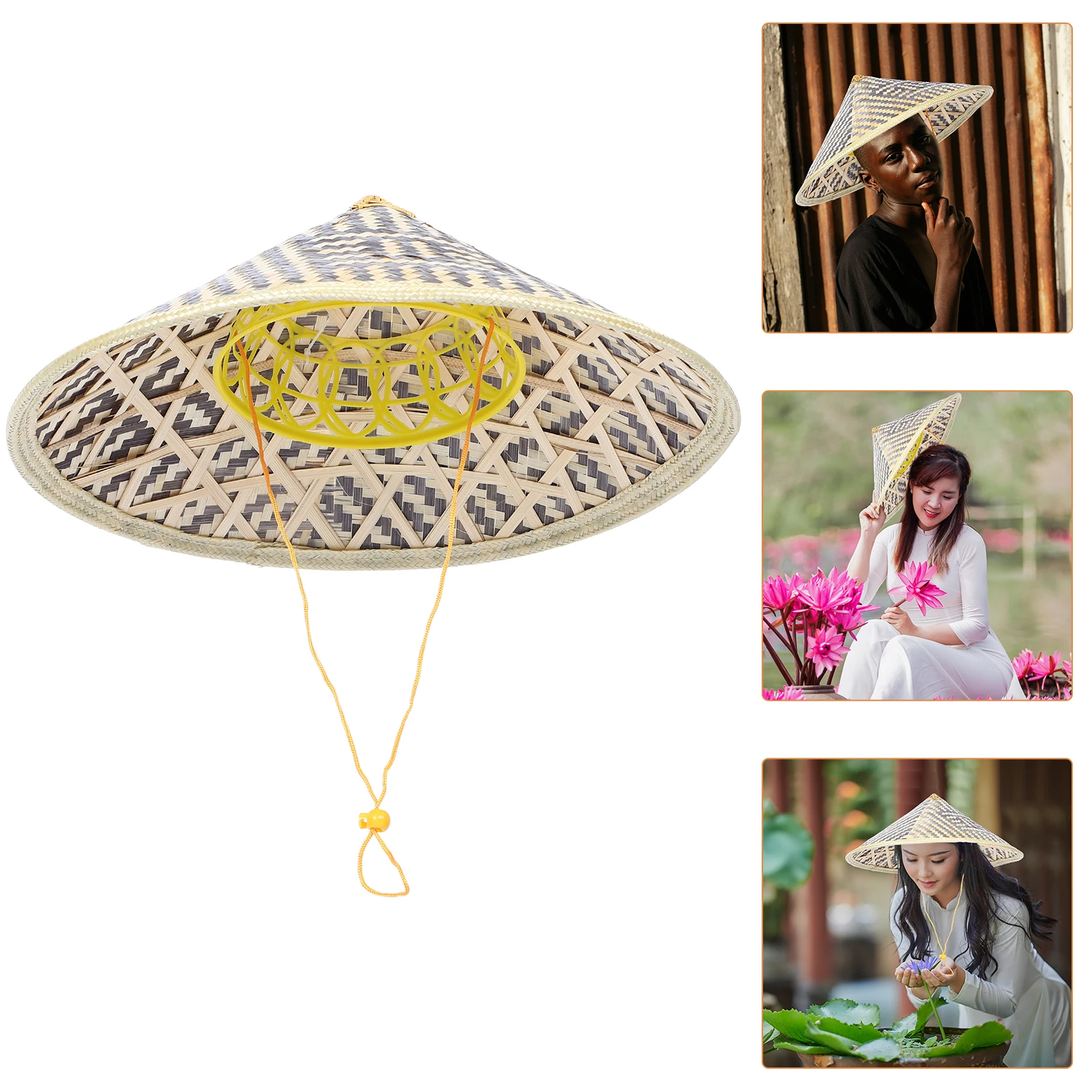 

Bamboo Hat Party Hats Oriental Mens Caps Japanese Asian Farm Samurai Conical Cone