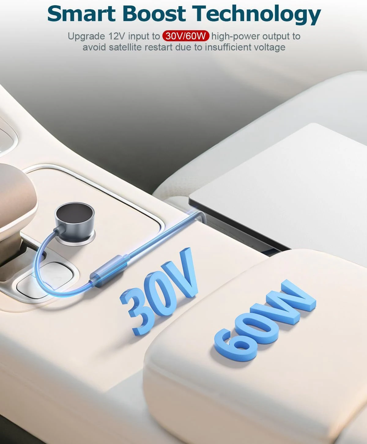 ل Starlink Mini DC تمديد كابل 12 فولت إلى 30 فولت تصعيد محول الطاقة مهايئ شاحن سيارة ولاعة السجائر محول التخييم