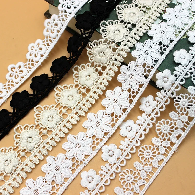 5 Yds Cotton Embroidered Lace White Scalloped Sewing Apparel Trims