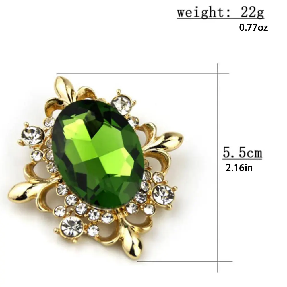 Fashion Colorful Crystal Brooch For Women Europa Christmas Jewelry Pigeon Egg Stained Glass Queen's Head Scarf Pins Gold Color view 6