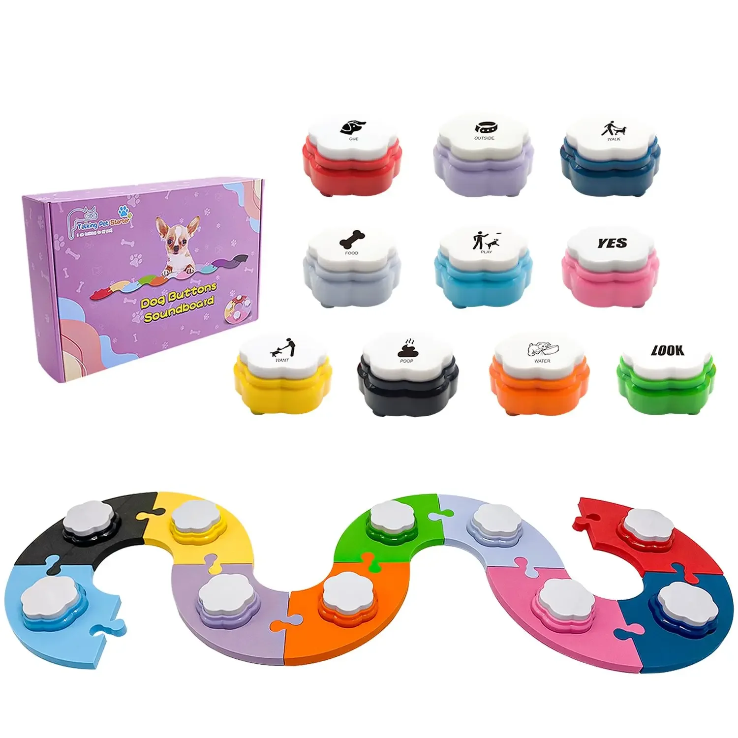 Pet Voice Button Dog Communication Button Training Dogs Pet Voices Product Small Size Buttons with Pad Mats Sticker