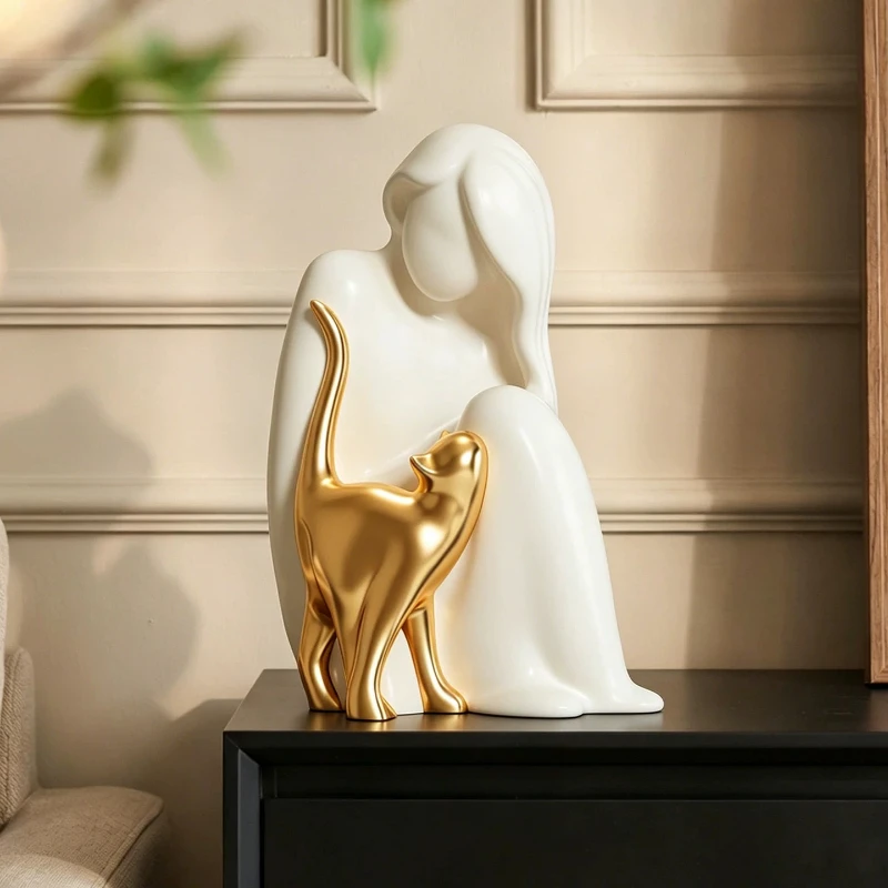 Nordic Modern Home Living Room Entrance TV Cabinet Study Desk Decoration Characters Animal Statues Resin Crafts Ornament