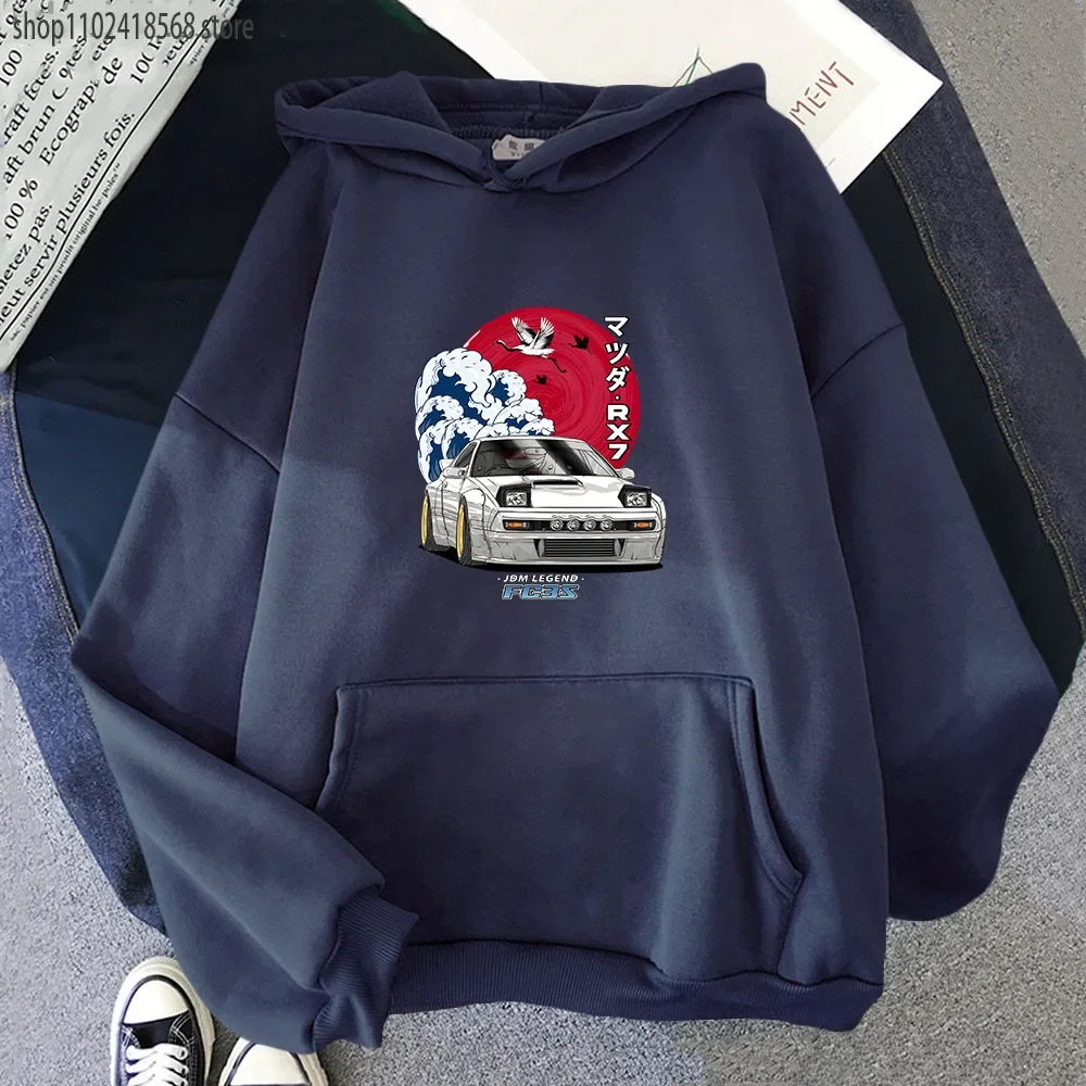 Initial D-Sudadera con capucha para hombre y mujer, ropa de calle de manga larga para Nippon, JDM, Mazda, RX-7, Turbo, de cuello redondo, Tops Y2k,