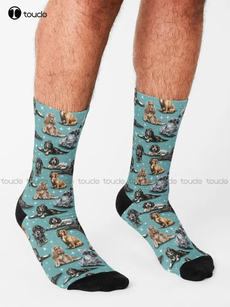 The Cocker Spaniel Dog Dogs Puppy Puppies Socks Socks Womens 360° Digital Print Custom Gift Streetwear Funny Sock Art