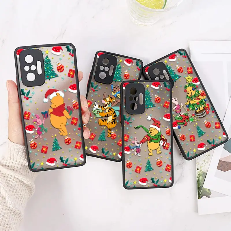 

Phone Case For Redmi Note 13 12 Pro Plus 9 8 11 10 Pro 12s Winnie The Pooh Christmas Cover For Redmi 9A 10C Fundas Tigger Piglet