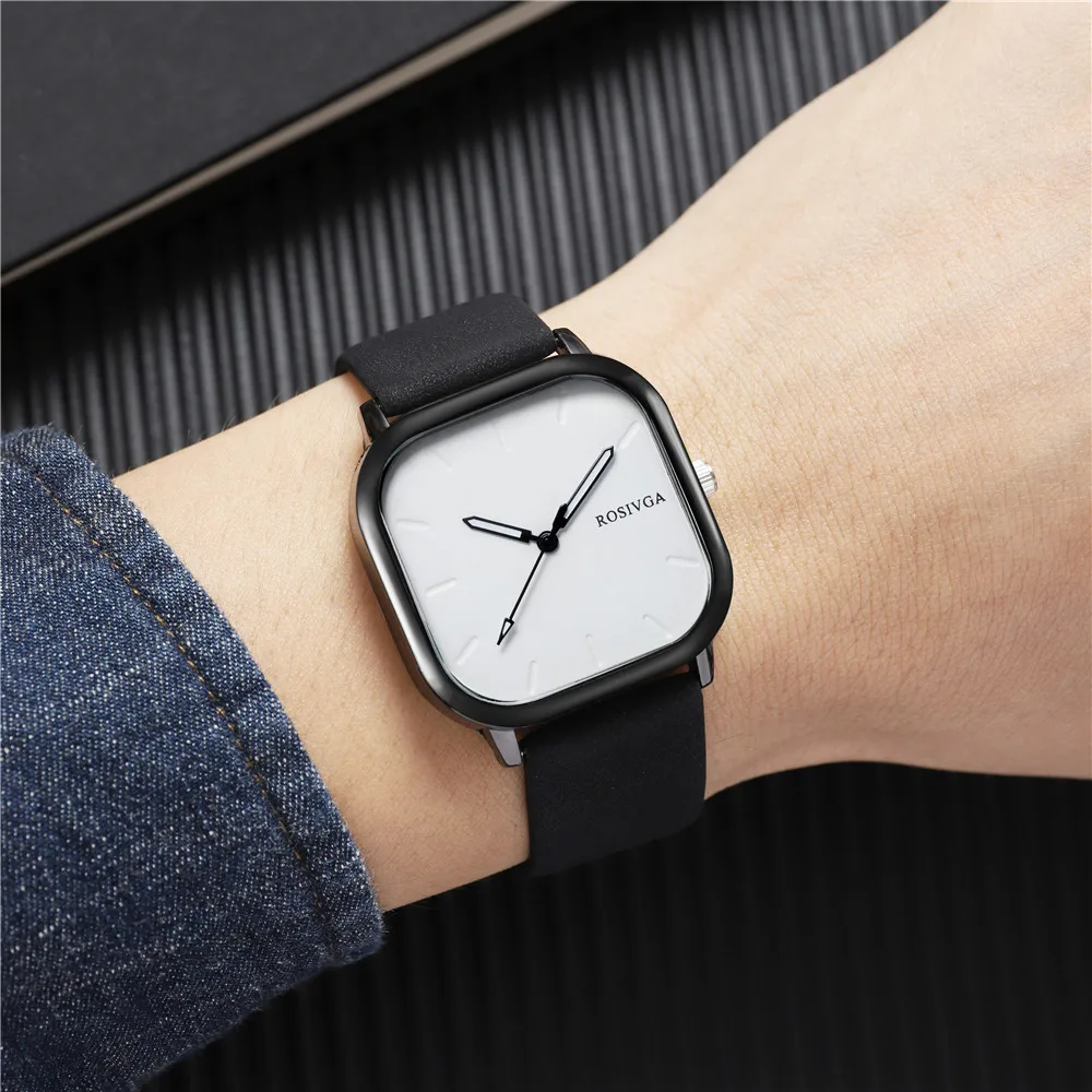 hot sale square dial PU leather quartz men business watch