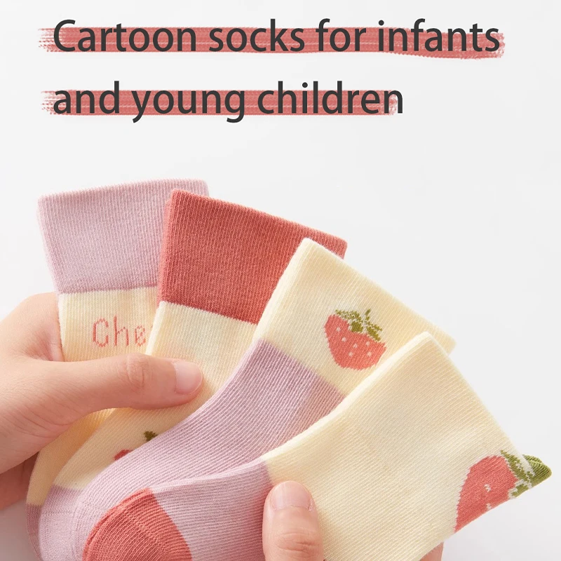 4Pairs 0-5Years Spring Autumn Newborn Toddlers Cotton Socks Moisture Wicking And Breathable Preferred Fabrics Baby Heaters Socks