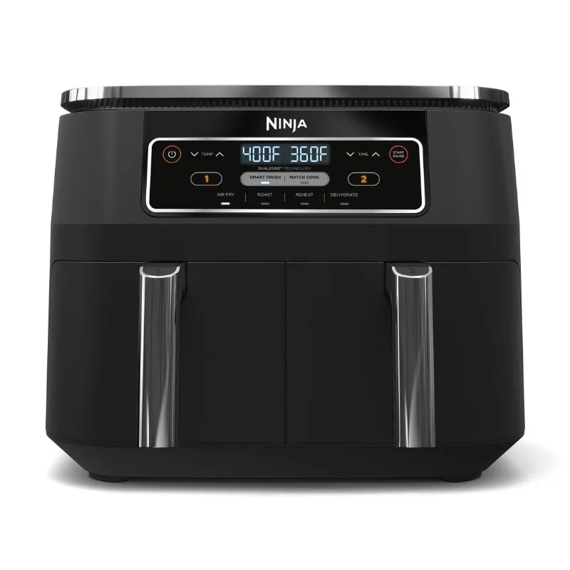 Ninja Foodi 4-in-1 8-Quart 2-Basket Air Fryer with DualZone Technology, Black - Air Fry, Roast, & More DZ100