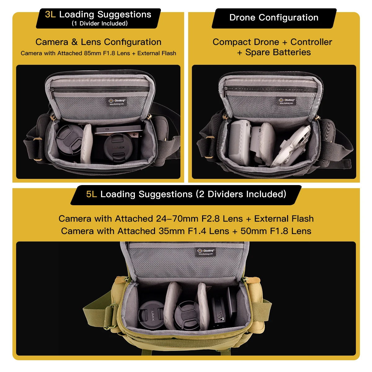 Disekerg Camera Sling Bag 3L/ - Lens Cap Vintage recension och pris