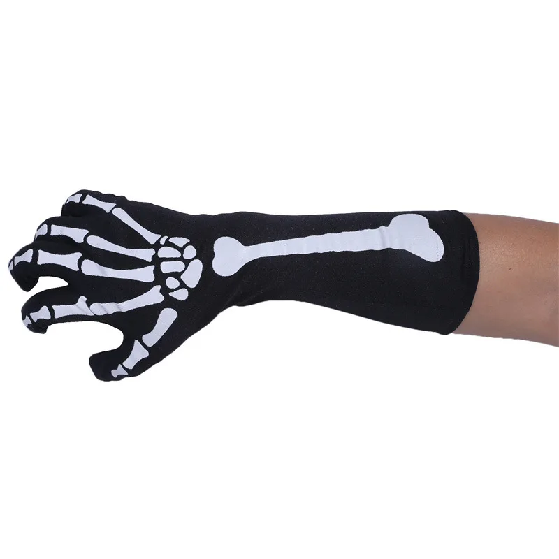 Guantes de esqueleto blanco para Halloween, máscara facial de calavera para adultos, disfraz de terror para fiesta, fantasma aterrador, suministros de vestir para Cosplay, 2024