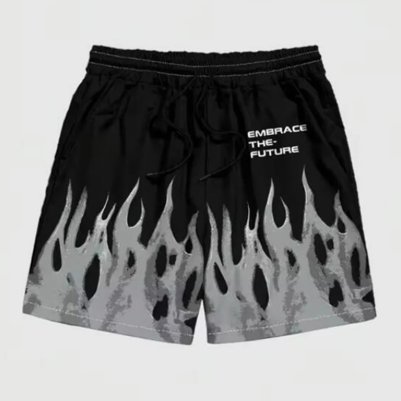 

2026 New Men Summer Shorts Loose Luxury 3D Printing Casual Flame Printing Harajuku Sports Quick Drying