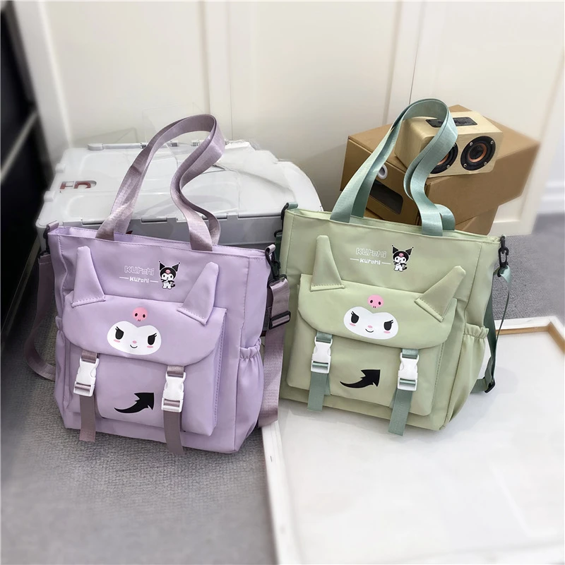 Sanrio Kulomi Cartoon Cute Shoulder Bag Stylish Simple Girls Crossbody Bag Student Canvas Waterproof Bag