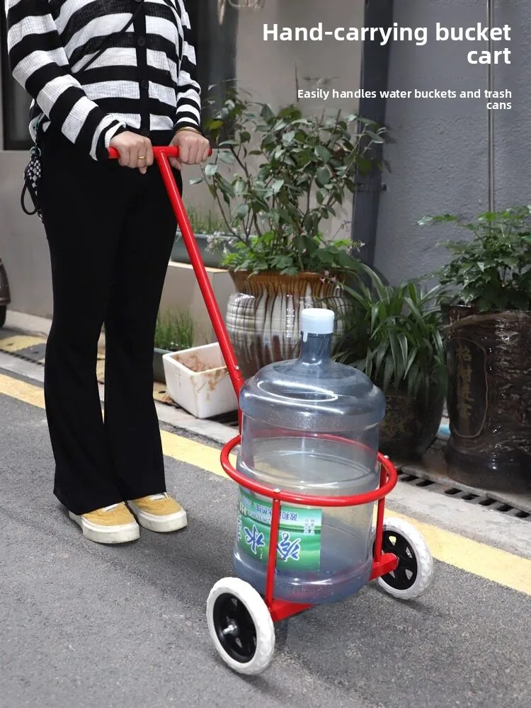 ポータブル手引きショッピングカートバケット水入れ小型トロリー野菜買い物カート田舎用ダンプトラック鉄製ステンレス鋼