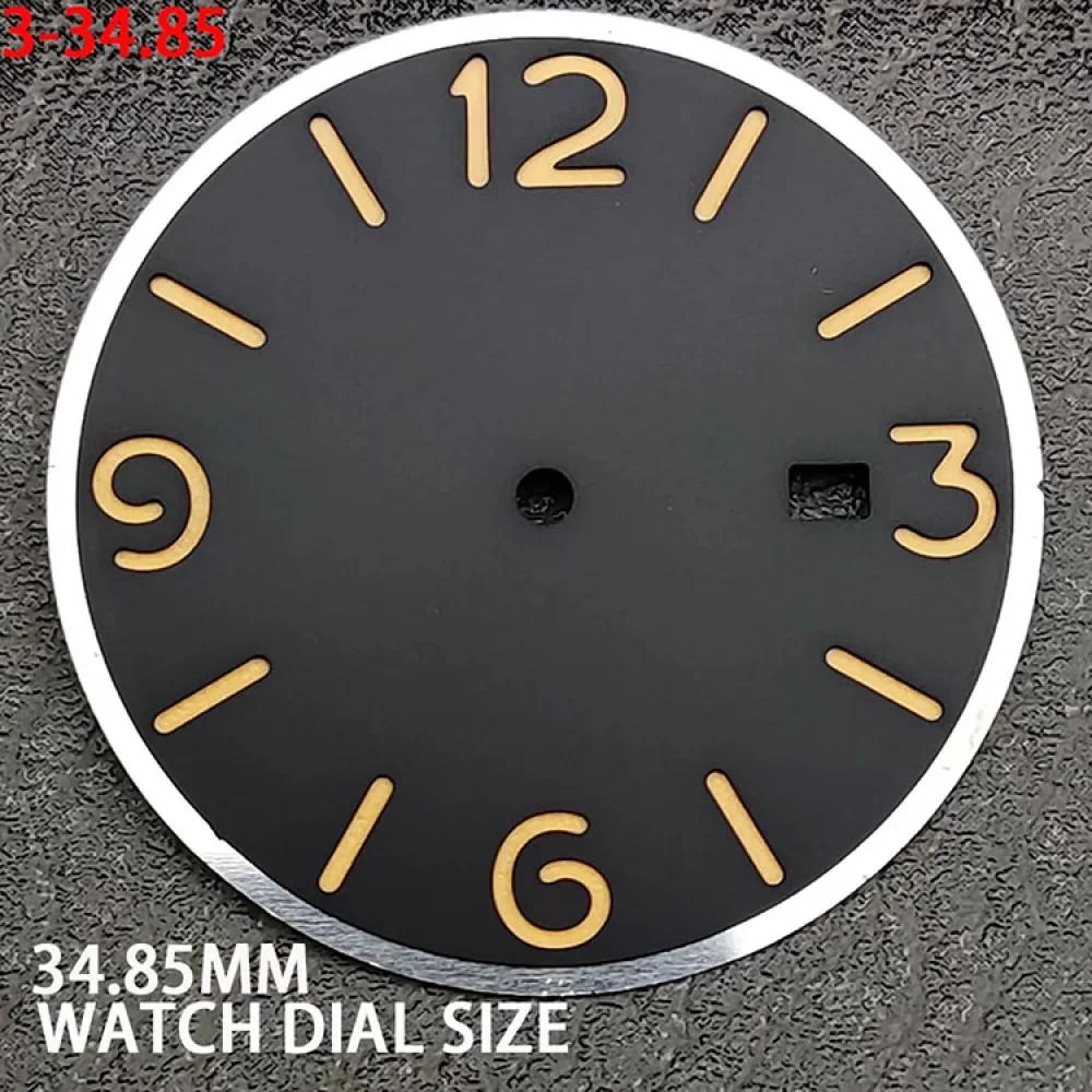 34.85 مللي متر الطيار ساعة الطلب مضيئة 3.6.9.12 عدد مؤشر تقويم واحد ساعة رجالي تعديل الملحقات لحركة NH35