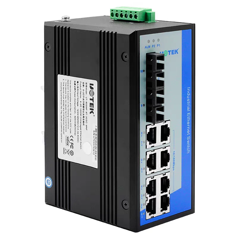 UT-60208F-8T-2GP-MNF Two Port Gigabit SFP Eight Port 100Mbps Electrical Unmanaged Switch