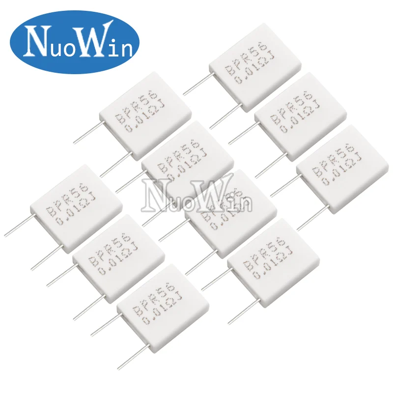 10pcs 5W Cement Resistor BPR56 Non-inductive Ceramic resistance 0.01 0.02 0.05 0.1 0.12 0.15 0.22 0.25 0.3 0.47 0.5 ohm 0.1R