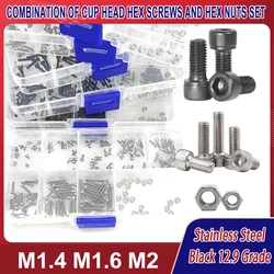 M1.4 M1.6 M2 304 Stainless Steel Cap Allen Head Bolt Grade 12.9 Black DIN912 And Nut Hexagon Hex Socket Cap Bolt Screw L=2-16mm