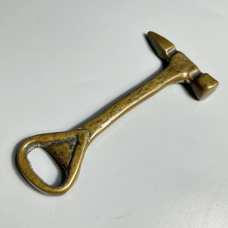 

Chinese brass solid long handle hammer model folk bell hammer crafts small decoration