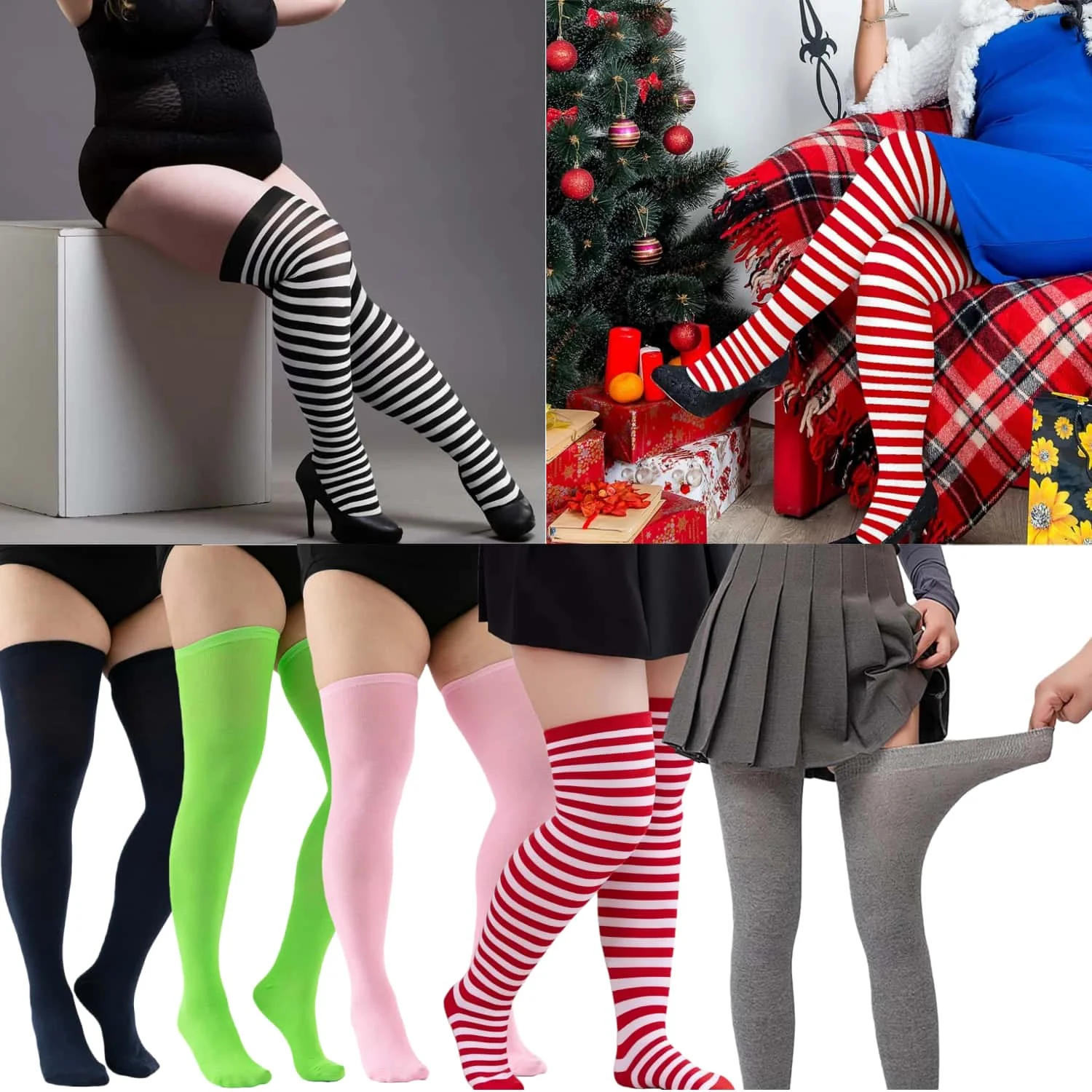 

Plus Size Over Knee Socks for Women Oversized Stockings Fashion Casual JK Style Knee High Sock