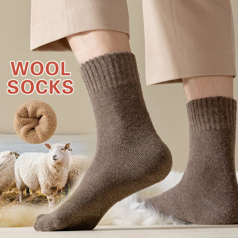 3 Paar dicke Herren-Winterwollsocken, warme Wintersocken für Schneestiefel, Herren-Wintersocken aus Merinowolle, dicke Handtuchsocken, 38–44