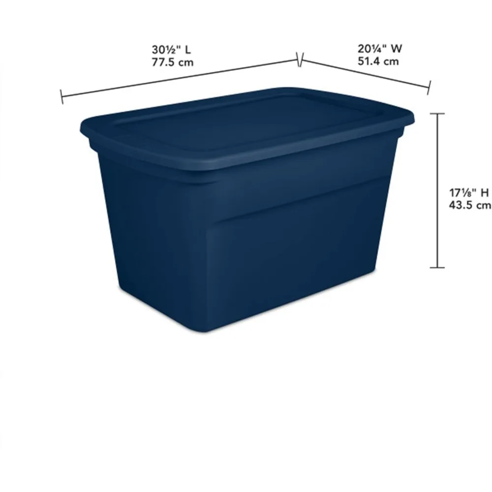 12-Pack Plastic Storage Bins with Lids, Large Box Containers, 30 Gallon, Blue