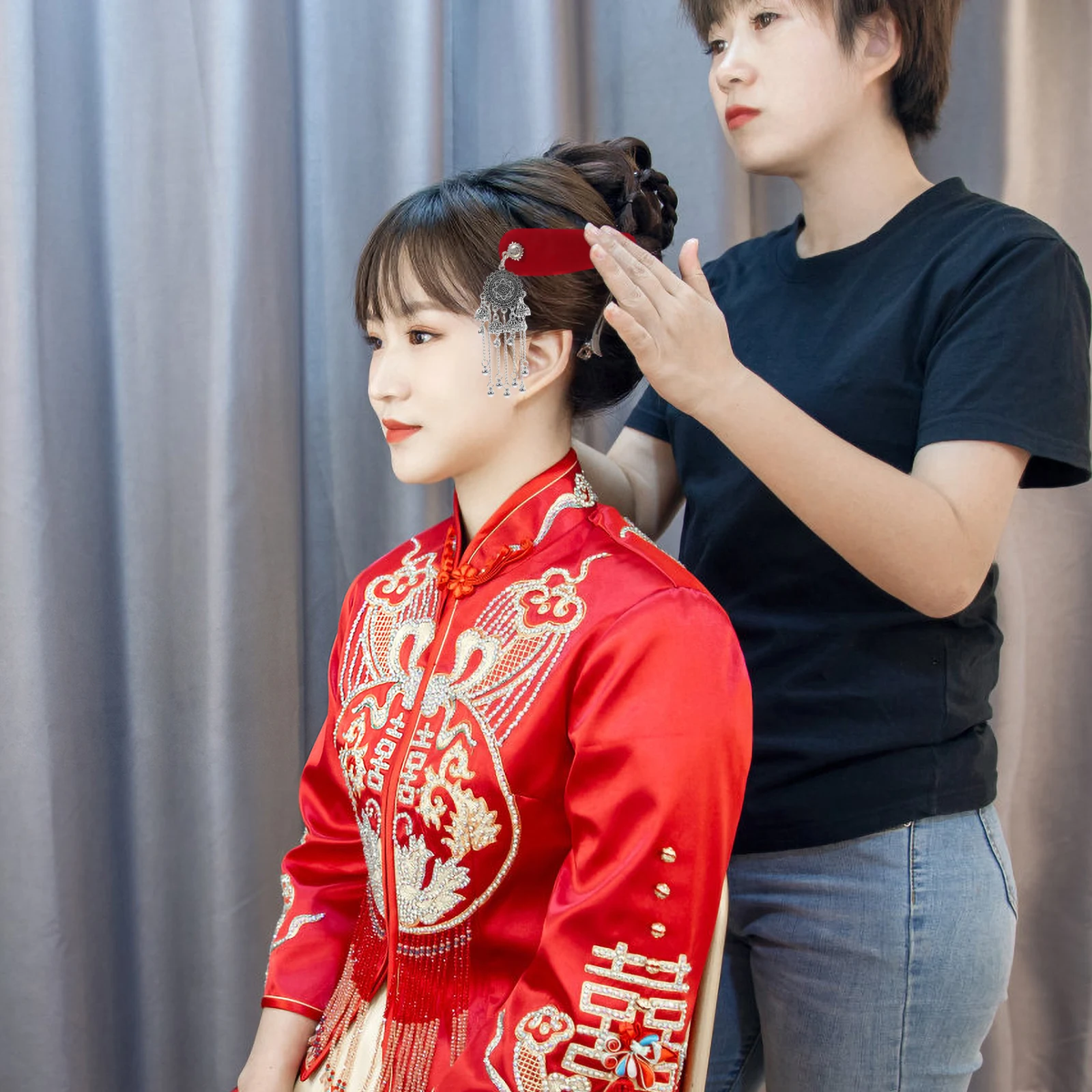 

Vintage Chinese Retro Style Heavy Duty Fancy Barrette Snap Clip For Women Wedding Decorative Accessory Bridal Cloth Side