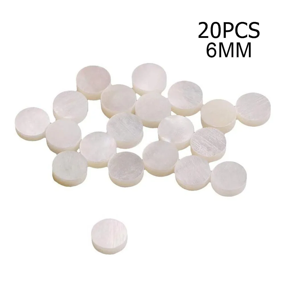 20 PCS Guitar Fingerboard Sound Tone Point Lnlay Position White Pearl Dots Fret Markers 6mm Diameter True Color Abalone Shell