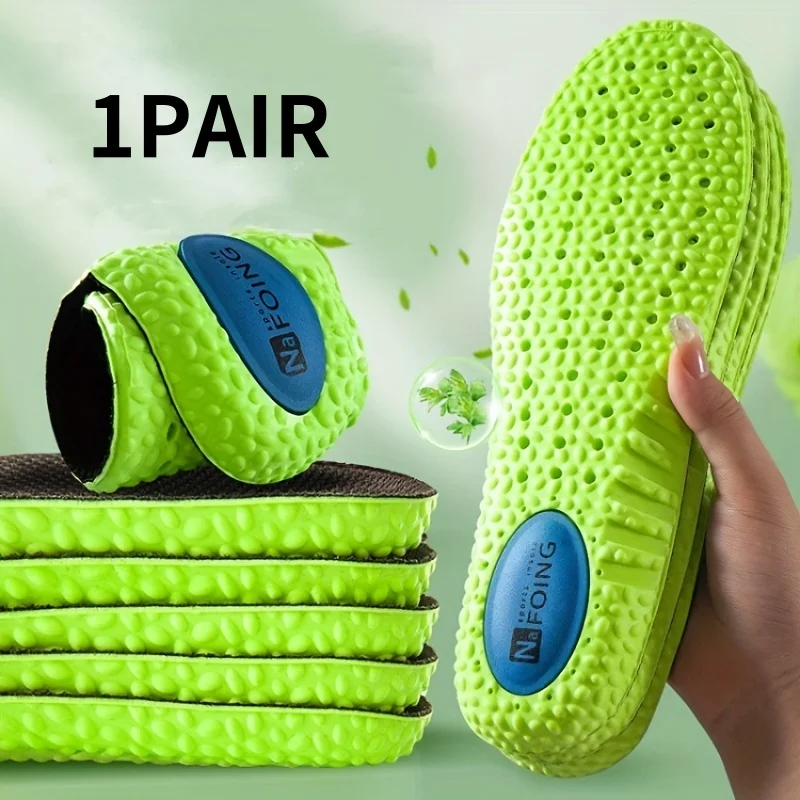 Sports Shock Absorption Insole Green EVA Memory Foam Breathable Arch Support Orthopedic Shoes Pad Men Women