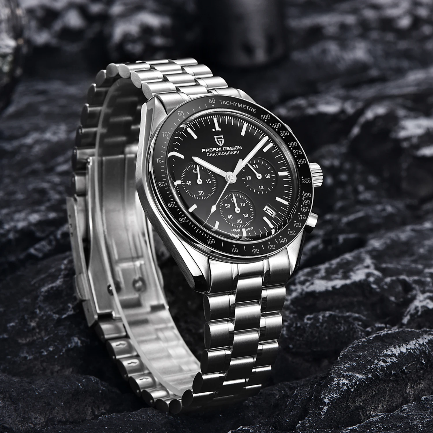 2025 جديد PAGANI DESIGN V5 القمر ساعات رجالية فاخرة ساعة كوارتز للرجال كرونوغراف مقاوم للماء الرياضة ساعة من الفولاذ المقاوم للصدأ #4