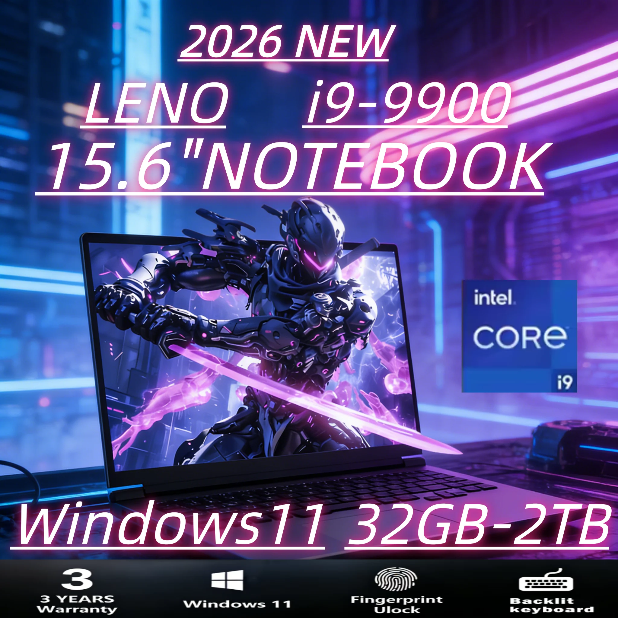 LENO NUEVO Portátil de 15.6 Pulgadas Intel Core i9-9900 32GB 2TB Windows 11 Computadora para Juegos PC Gamer Oficina Ultra Delgado Notebook 1920*1080 HD
