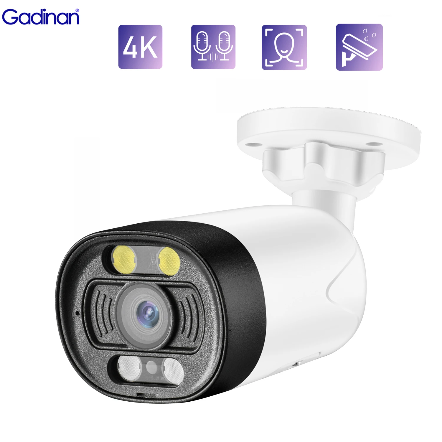 

Gadinan 8MP 5MP 4K IP Camera Outdoor Color Night Vision H.265 CCTV Bidirectional Audio AI Motion Detection Security Protection