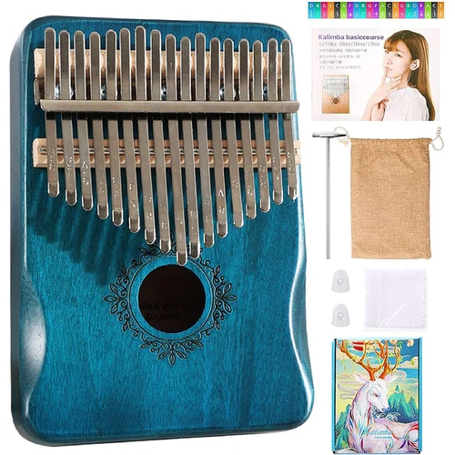 Imagen 1 del producto Piano de pulgar Kalimba de 17 teclas, instrumentos musicales de cuerpo Mbira de madera de alta calidad con libro de aprendizaje, Piano Kalimba, regalo de Navidad