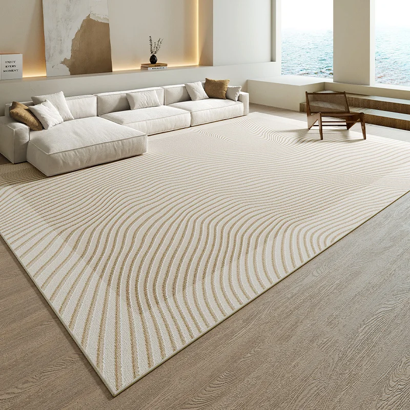 Wabi-sabi Wind Bedroom Decor Plush Carpet Thickened Study Anti-slip Mat Japanese-style Carpets for Living Room Home Striped Rug