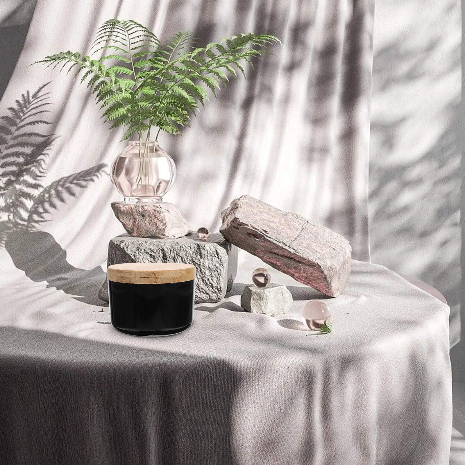 

Bamboo Lid Ashtray Round Stainless Steel Plastic Home Office Tabletop Large Capacity Cover Container Holder Decorative