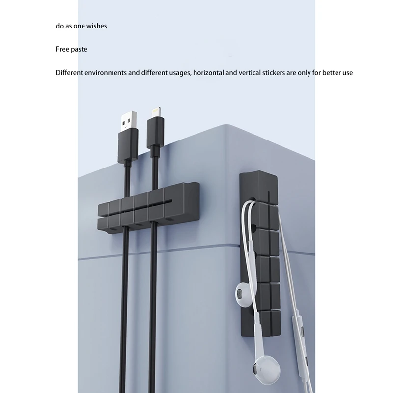 Double Row Cable Organizer Silicone USB Cable Winder Desktop Tidy Management Cable Holder For Headphone Wire Organizer