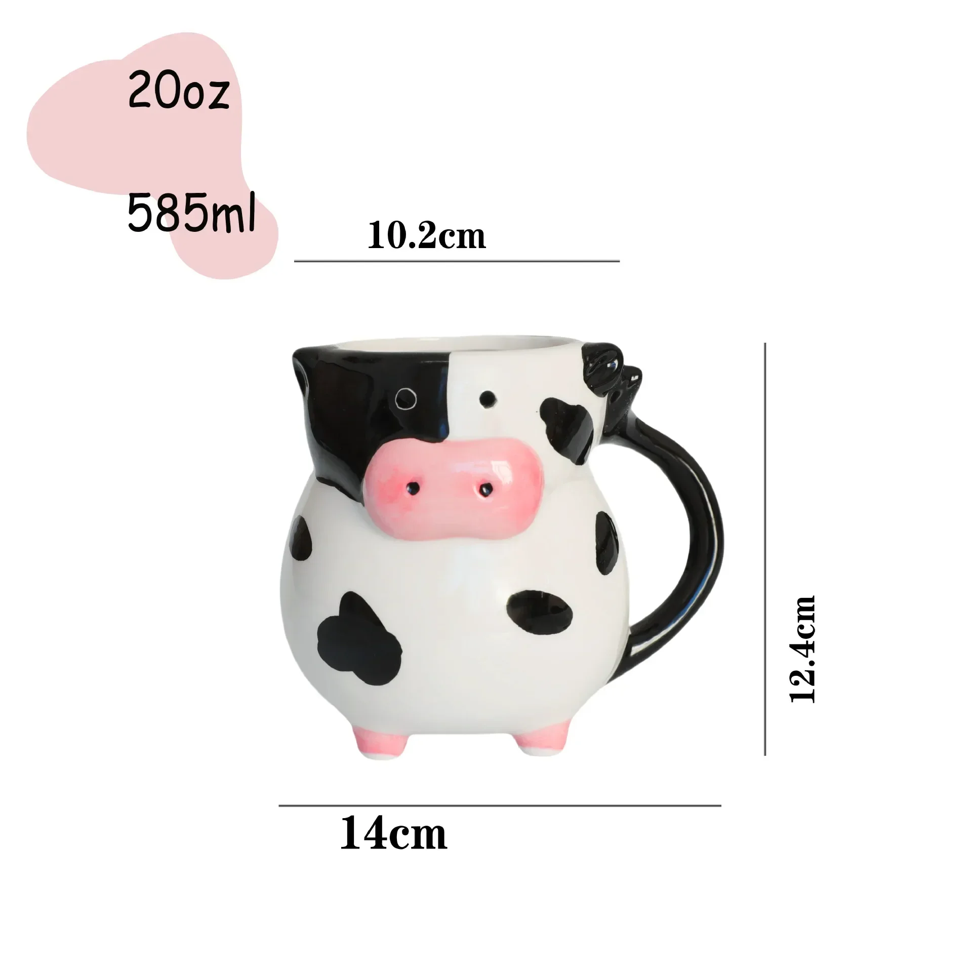 Tasse en céramique de vache de dessin animé, pour la cuisson à la maison, Dessert, tasse à café mign