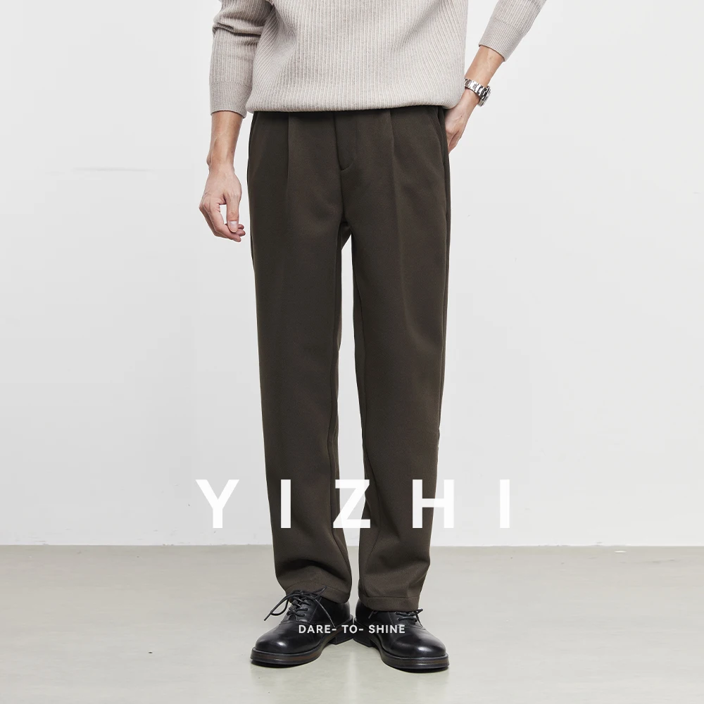 موضة الرجال سميكة الصوف سراويل تقليدية الخريف والشتاء 2025 جديد الرجال الدافئة ثنى دعوى السراويل المستقيمة
